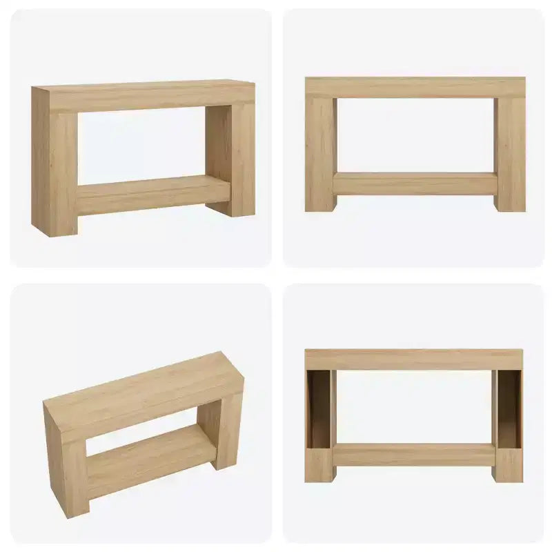 Table console à 2 niveaux 47 Farmhouse - Table d'entrée en bois avec rangement ouvert pour salon, couloir et entrée