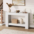 Table console à 2 niveaux 47 Farmhouse - Table d'entrée en bois avec rangement ouvert pour salon, couloir et entrée