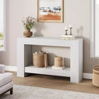 Table console à 2 niveaux 47 Farmhouse - Table d'entrée en bois avec rangement ouvert pour salon, couloir et entrée