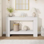 47 Farmhouse 2-Tier Console Table - Wood Entryway Table with Open Storage for Living Room, Hallway & Entrance