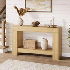 Table console à 2 niveaux 47 Farmhouse - Table d'entrée en bois avec rangement ouvert pour salon, couloir et entrée