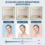 Coiffeuse compacte avec miroir LED intelligent, prises intégrées - Plateau pliable - Chaise de rangement et étagères ouvertes - Idéale pour chambre à coucher