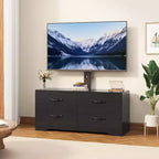 TV Stand with Mount for 32-75 Inch TVs, Modern Media Console Table with 4 Large Drawers, White Dresser Entertainment Center with Storage