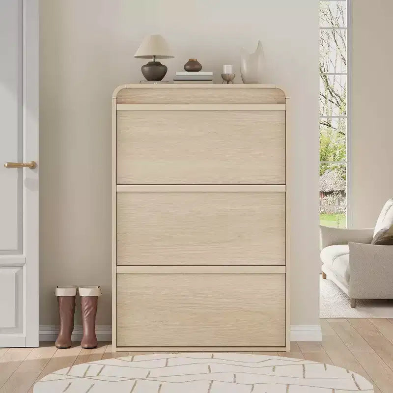 Meuble à chaussures en bois avec 3 tiroirs basculants, étagère réglable, rangement de chaussures caché pour entrée, couloir, salon
