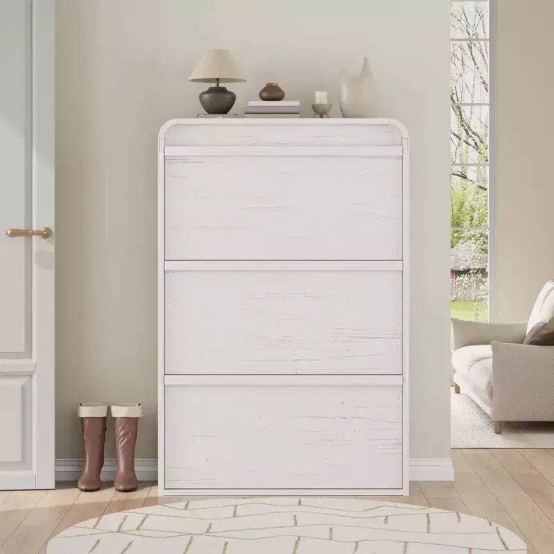 Meuble à chaussures en bois avec 3 tiroirs basculants, étagère réglable, rangement de chaussures caché pour entrée, couloir, salon