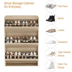 Meuble à chaussures en bois avec 3 tiroirs basculants, étagère réglable, rangement de chaussures caché pour entrée, couloir, salon