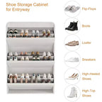 Meuble à chaussures en bois avec 3 tiroirs basculants, étagère réglable, rangement de chaussures caché pour entrée, couloir, salon