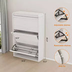 Meuble à chaussures en bois avec 3 tiroirs basculants, étagère réglable, rangement de chaussures caché pour entrée, couloir, salon