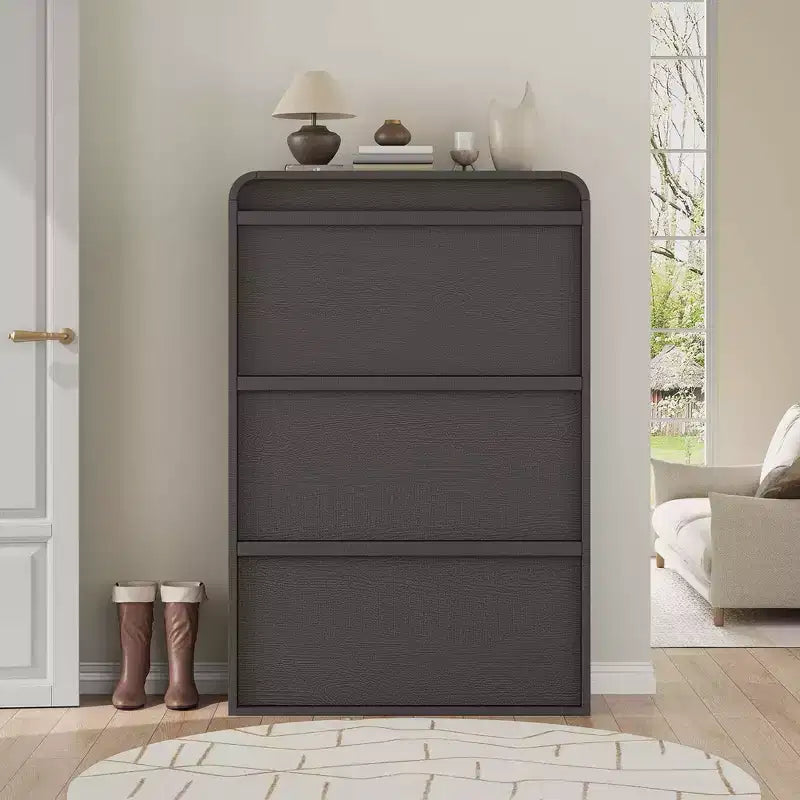 Meuble à chaussures en bois avec 3 tiroirs basculants, étagère réglable, rangement de chaussures caché pour entrée, couloir, salon