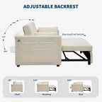 Canapé-lit extensible 55 po, canapé-lit réversible rembourré, causeuse en velours côtelé à assise profonde avec poches latérales pour salon, appartement
