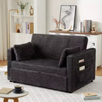 Canapé-lit extensible 55 po, canapé-lit réversible rembourré, causeuse en velours côtelé à assise profonde avec poches latérales pour salon, appartement