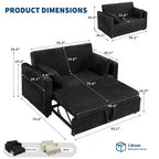 Canapé-lit extensible 55 po, canapé-lit réversible rembourré, causeuse en velours côtelé à assise profonde avec poches latérales pour salon, appartement
