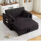 Canapé-lit extensible 55 po, canapé-lit réversible rembourré, causeuse en velours côtelé à assise profonde avec poches latérales pour salon, appartement