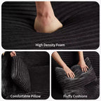 Canapé-lit extensible 55 po, canapé-lit réversible rembourré, causeuse en velours côtelé à assise profonde avec poches latérales pour salon, appartement