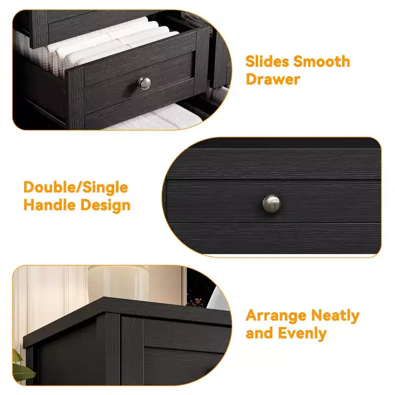 Commodes en bois durables à 12 tiroirs, commode moderne pour chambre à coucher, salon ou couloir, meuble TV de 63 W pour téléviseurs jusqu'à 65 pouces