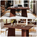 Table à manger rectangulaire moderne pour 6-8 personnes, plateau en bois robuste de 160 cm avec pied central, montage facile, pour cuisine, salle à manger, maison, bureau, appartement