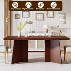 Table à manger rectangulaire moderne pour 6-8 personnes, plateau en bois robuste de 160 cm avec pied central, montage facile, pour cuisine, salle à manger, maison, bureau, appartement