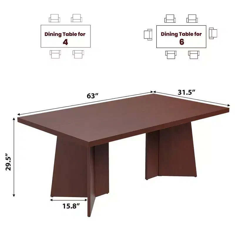 Table à manger rectangulaire moderne pour 6-8 personnes, plateau en bois robuste de 160 cm avec pied central, montage facile, pour cuisine, salle à manger, maison, bureau, appartement