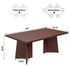 Table à manger rectangulaire moderne pour 6-8 personnes, plateau en bois robuste de 160 cm avec pied central, montage facile, pour cuisine, salle à manger, maison, bureau, appartement