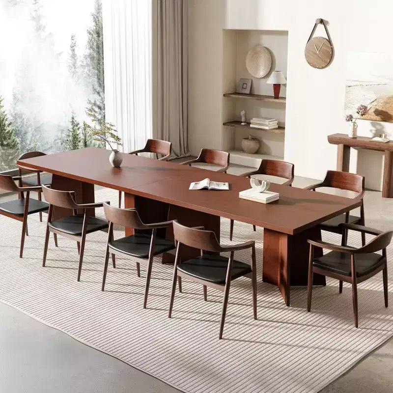Table à manger rectangulaire moderne pour 6-8 personnes, plateau en bois robuste de 160 cm avec pied central, montage facile, pour cuisine, salle à manger, maison, bureau, appartement