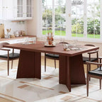 Table à manger rectangulaire moderne pour 6-8 personnes, plateau en bois robuste de 160 cm avec pied central, montage facile, pour cuisine, salle à manger, maison, bureau, appartement