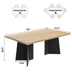 Table à manger rectangulaire moderne pour 6-8 personnes, plateau en bois robuste de 160 cm avec pied central, montage facile, pour cuisine, salle à manger, maison, bureau, appartement