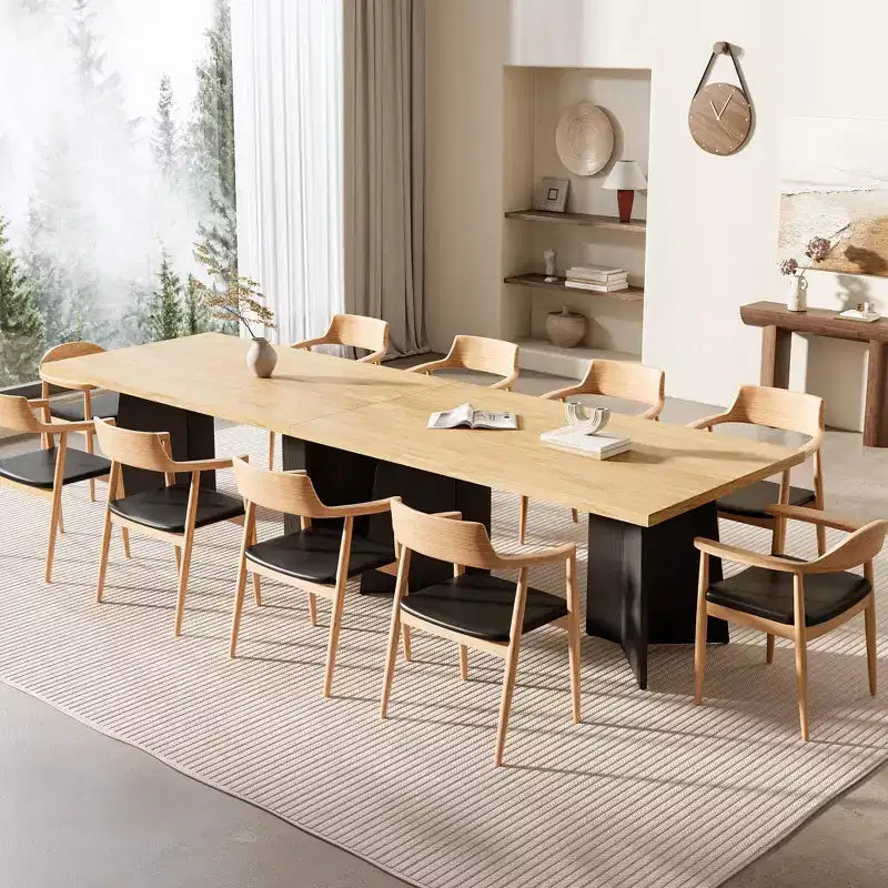 Table à manger rectangulaire moderne pour 6-8 personnes, plateau en bois robuste de 160 cm avec pied central, montage facile, pour cuisine, salle à manger, maison, bureau, appartement