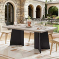 Modern Rectangular Dining Table for 6-8, 63 Sturdy Wood Tabletop with Pedestal Leg, Easy Assembly, for Kitchen, Dining Room, Home, Office, Apartment