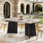 Modern Rectangular Dining Table for 6-8, 63 Sturdy Wood Tabletop with Pedestal Leg, Easy Assembly, for Kitchen, Dining Room, Home, Office, Apartment