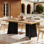 Table à manger rectangulaire moderne pour 6-8 personnes, plateau en bois robuste de 160 cm avec pied central, montage facile, pour cuisine, salle à manger, maison, bureau, appartement