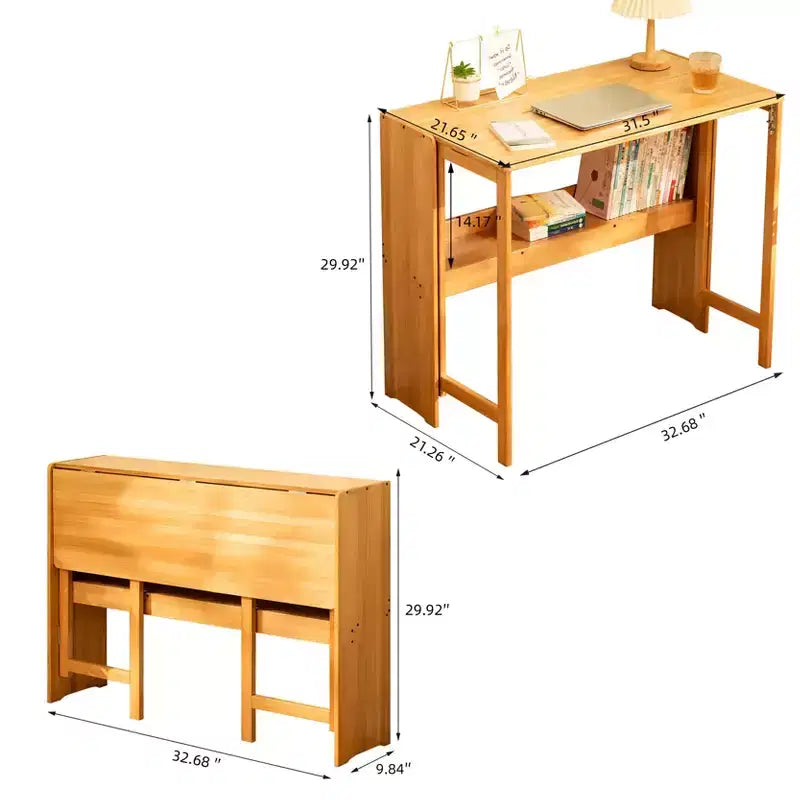 Bureau pliant en bambou, bureau d'ordinateur peu encombrant pour petits espaces, table d'étude pliable pour chambre à coucher ou bureau à domicile