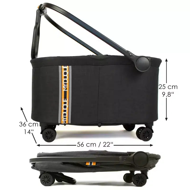 My Duque: Panier de vélo multifonctionnel - Chariot de courses utilitaire noir chiné