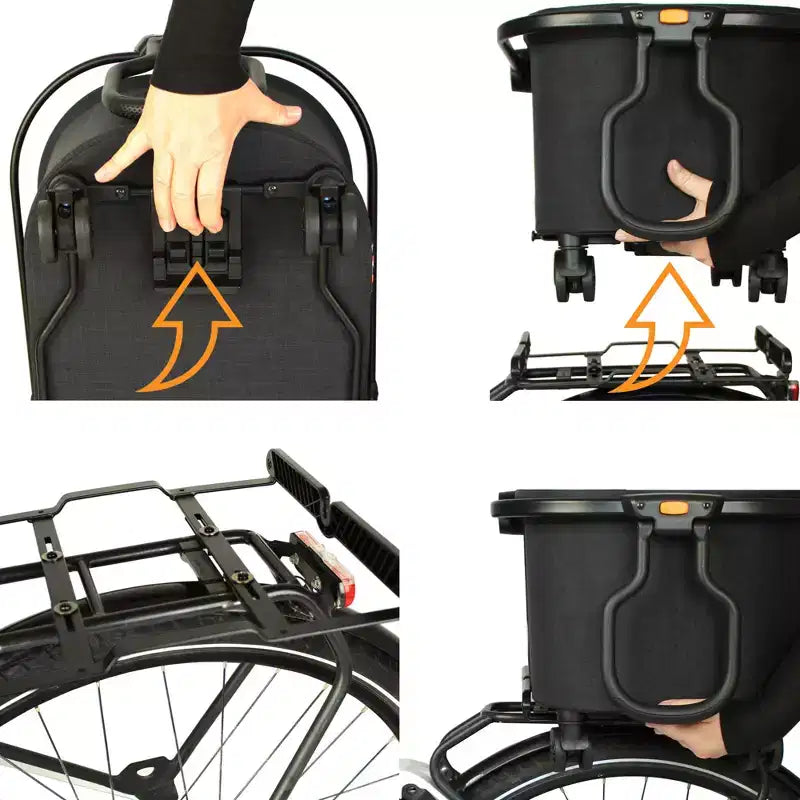 My Duque: Panier de vélo multifonctionnel - Chariot de courses utilitaire noir chiné