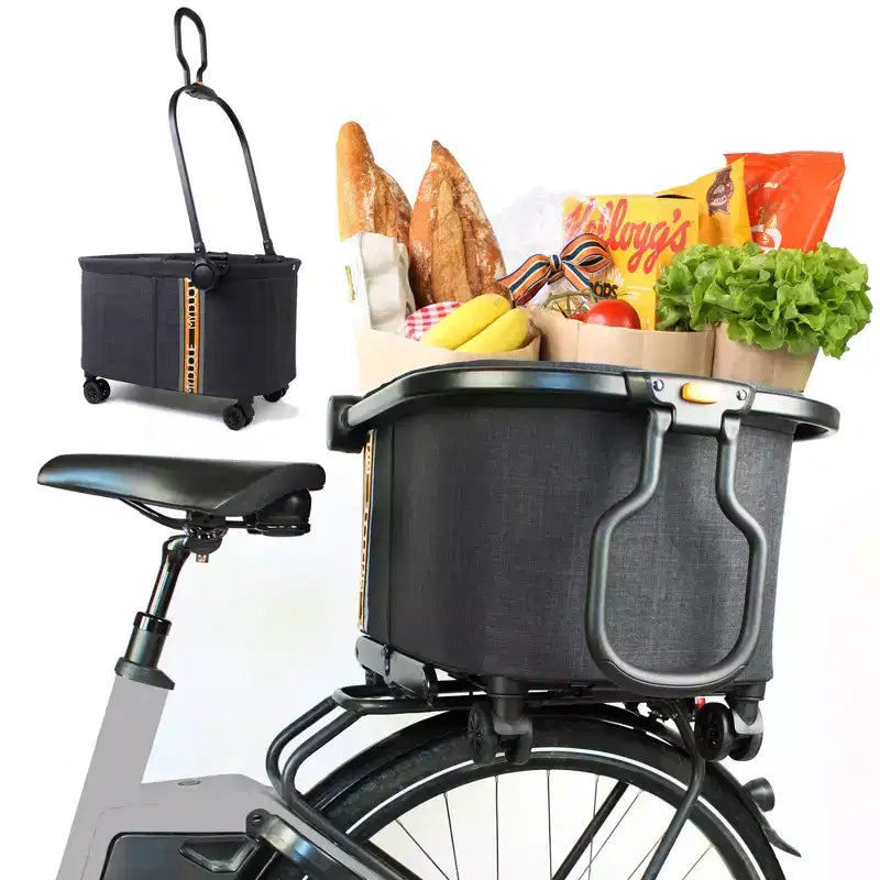 My Duque: Panier de vélo multifonctionnel - Chariot de courses utilitaire noir chiné