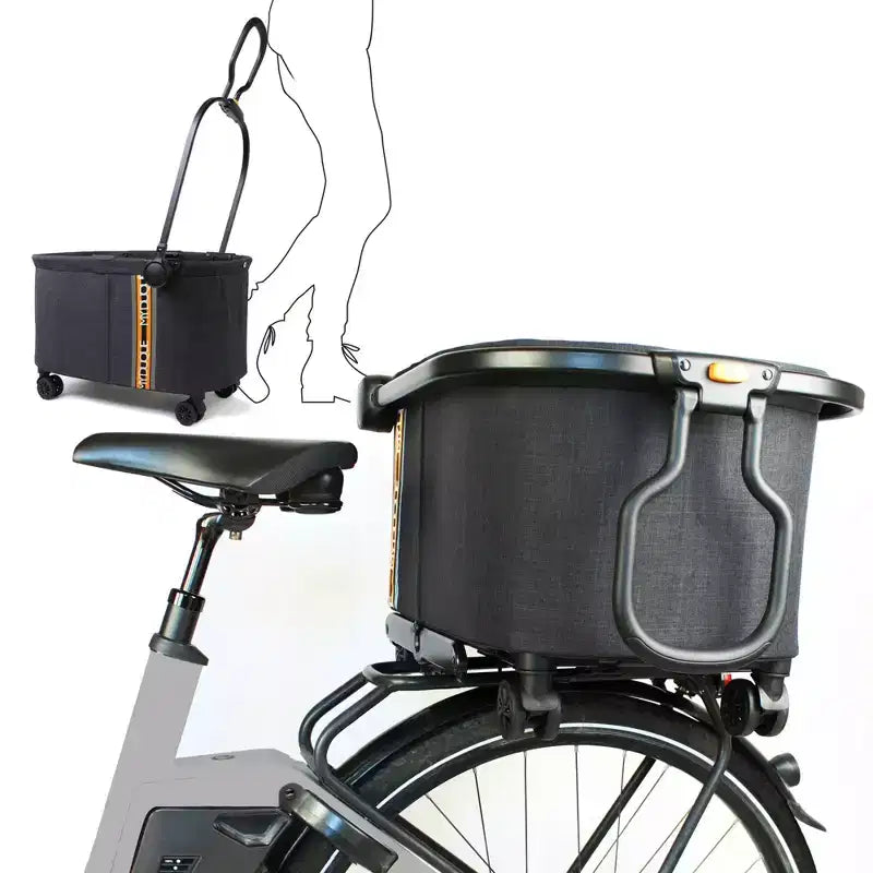 My Duque: Panier de vélo multifonctionnel - Chariot de courses utilitaire noir chiné