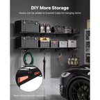Étagères murales de garage VEVOR à 2 niveaux, lot de 4 unités d'étagères murales en acier de 0,3 x 0,9 m, 30,5 x 182,9 cm par étagère, capacité de charge totale de 272 kg, noir