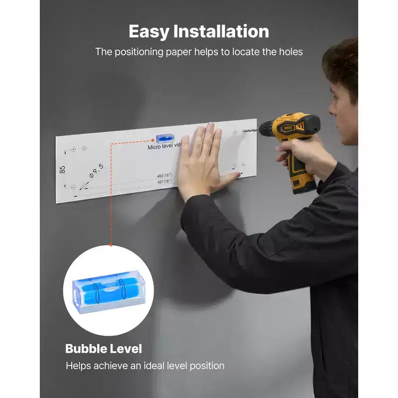 Étagères murales de garage VEVOR à 2 niveaux, lot de 4 unités d'étagères murales en acier de 0,3 x 0,9 m, 30,5 x 182,9 cm par étagère, capacité de charge totale de 272 kg, noir