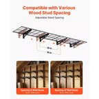 Étagères murales de garage VEVOR à 2 niveaux, lot de 4 unités d'étagères murales en acier de 0,3 x 0,9 m, 30,5 x 182,9 cm par étagère, capacité de charge totale de 272 kg, noir