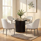 Christopher Knight Home Dorian Ensemble de 5 chaises de salle à manger industrielles rembourrées avec table de salle à manger ronde à pied central