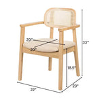 Chaise de salle à manger Christopher Knight Home Amaris en bois capitonné de style moderne du milieu du siècle avec dossier en rotin tressé (lot de 6)