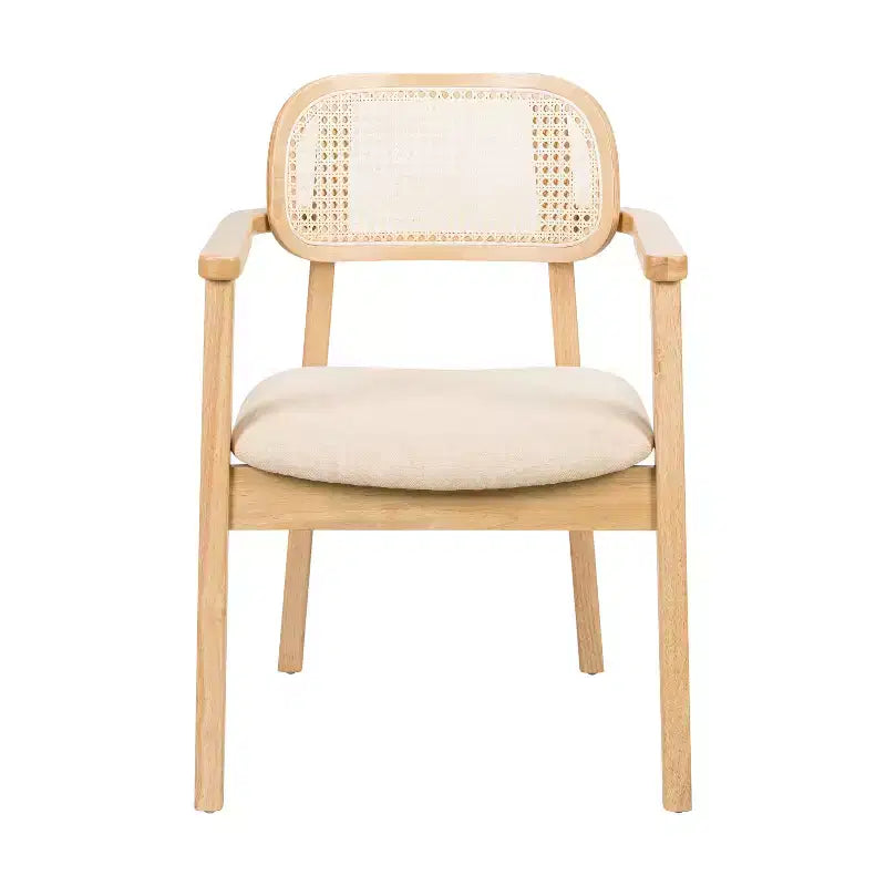Chaise de salle à manger Christopher Knight Home Amaris en bois capitonné de style moderne du milieu du siècle avec dossier en rotin tressé (lot de 6)