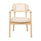 Chaise de salle à manger Christopher Knight Home Amaris en bois capitonné de style moderne du milieu du siècle avec dossier en rotin tressé (lot de 6)
