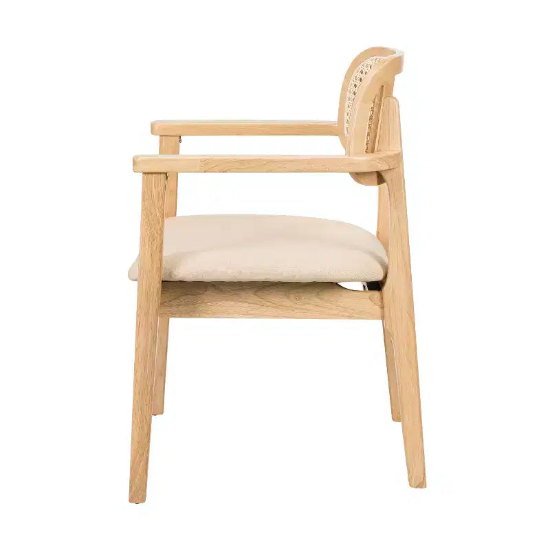 Chaise de salle à manger Christopher Knight Home Amaris en bois capitonné de style moderne du milieu du siècle avec dossier en rotin tressé (lot de 6)
