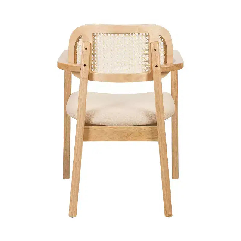 Chaise de salle à manger Christopher Knight Home Amaris en bois capitonné de style moderne du milieu du siècle avec dossier en rotin tressé (lot de 6)