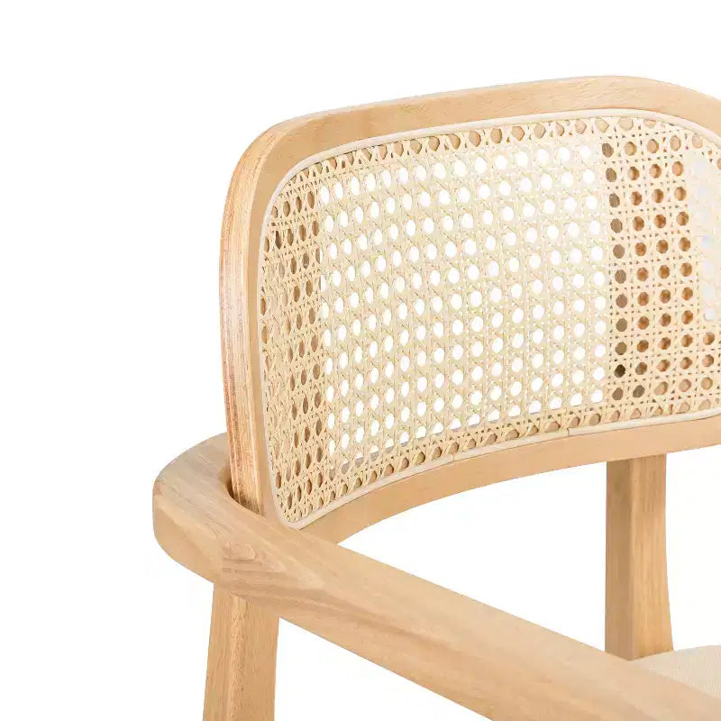 Chaise de salle à manger Christopher Knight Home Amaris en bois capitonné de style moderne du milieu du siècle avec dossier en rotin tressé (lot de 6)