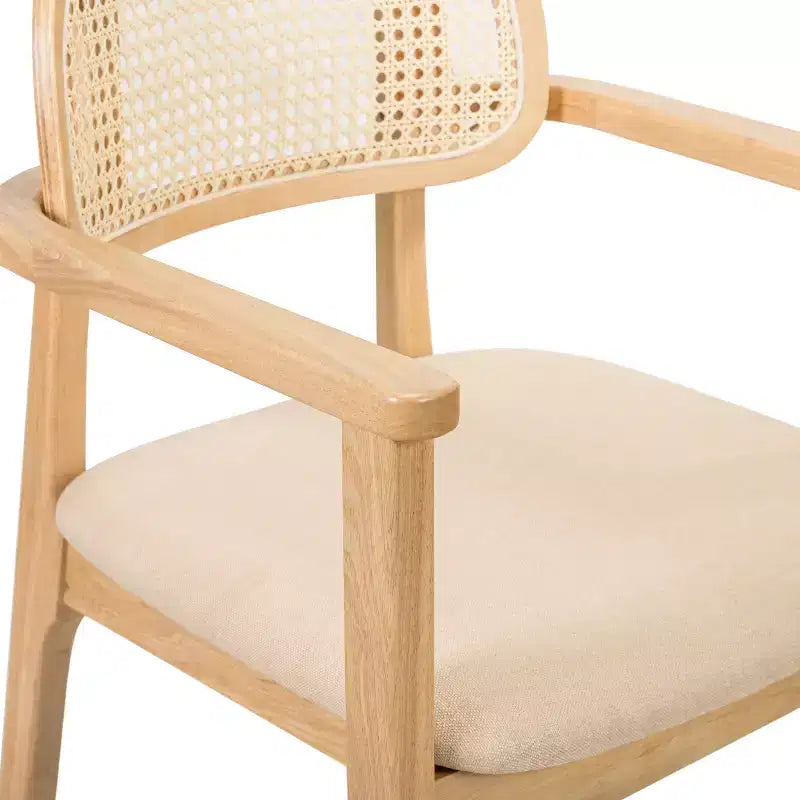 Chaise de salle à manger Christopher Knight Home Amaris en bois capitonné de style moderne du milieu du siècle avec dossier en rotin tressé (lot de 6)
