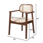Chaise de salle à manger Christopher Knight Home Amaris en bois capitonné de style moderne du milieu du siècle avec dossier en rotin tressé (lot de 6)