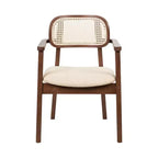 Chaise de salle à manger Christopher Knight Home Amaris en bois capitonné de style moderne du milieu du siècle avec dossier en rotin tressé (lot de 6)