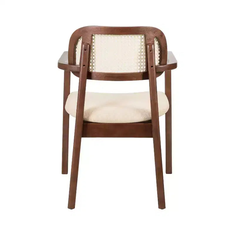 Chaise de salle à manger Christopher Knight Home Amaris en bois capitonné de style moderne du milieu du siècle avec dossier en rotin tressé (lot de 6)