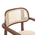 Chaise de salle à manger Christopher Knight Home Amaris en bois capitonné de style moderne du milieu du siècle avec dossier en rotin tressé (lot de 6)